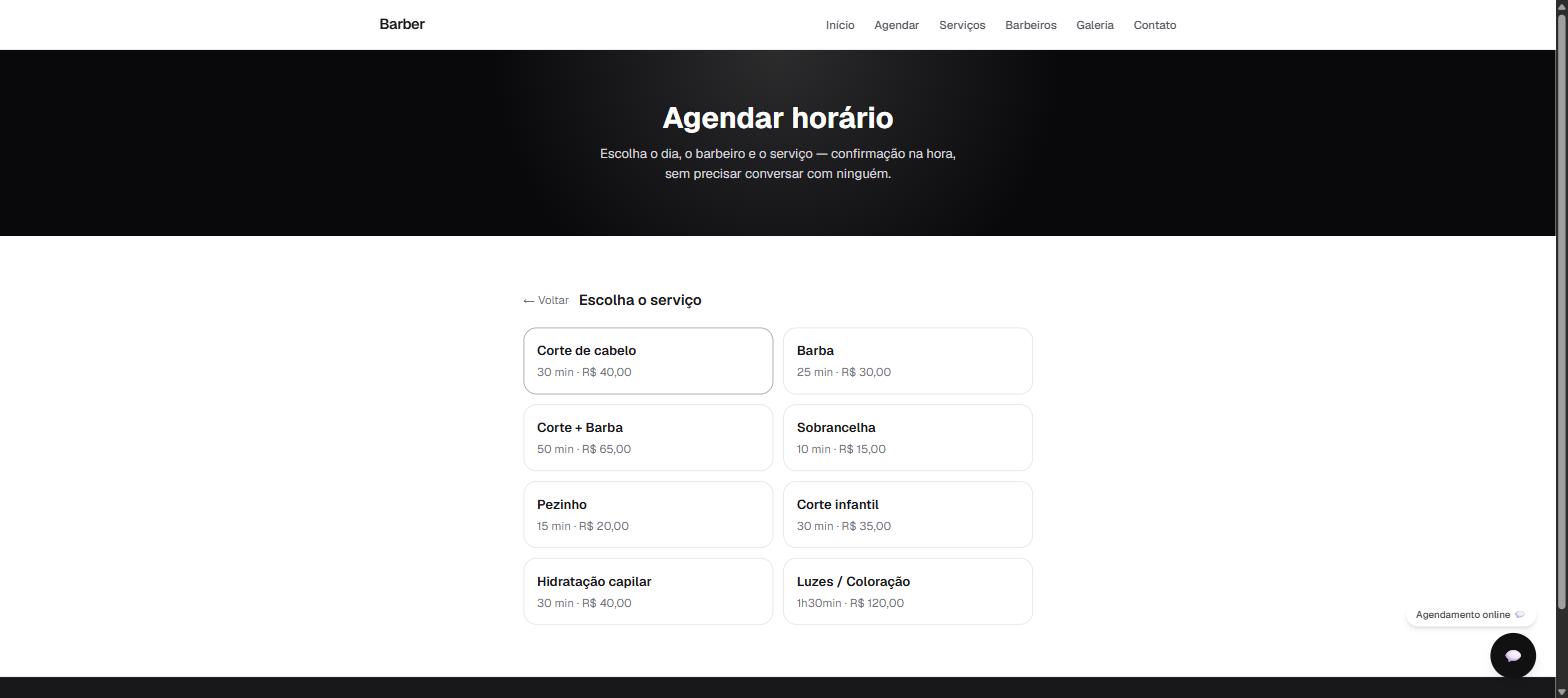 Tela de escolha de serviço no wizard de agendamento, com preços reais